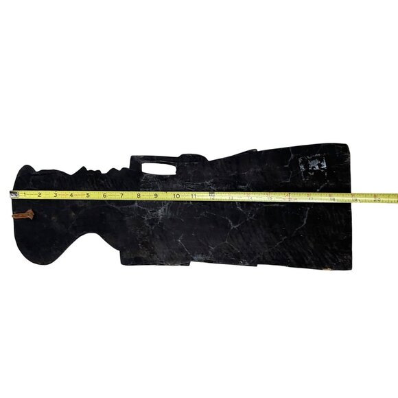 African Tribal Wood Carving Wall Art With Intricate Orange Black Design   5 1/2 - Picture 4 of 10